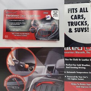 NEW AUTO HEATED CAR SEAT CUSHION PLUG IN WARM Warming heat TRICK SUV BLACK NWT